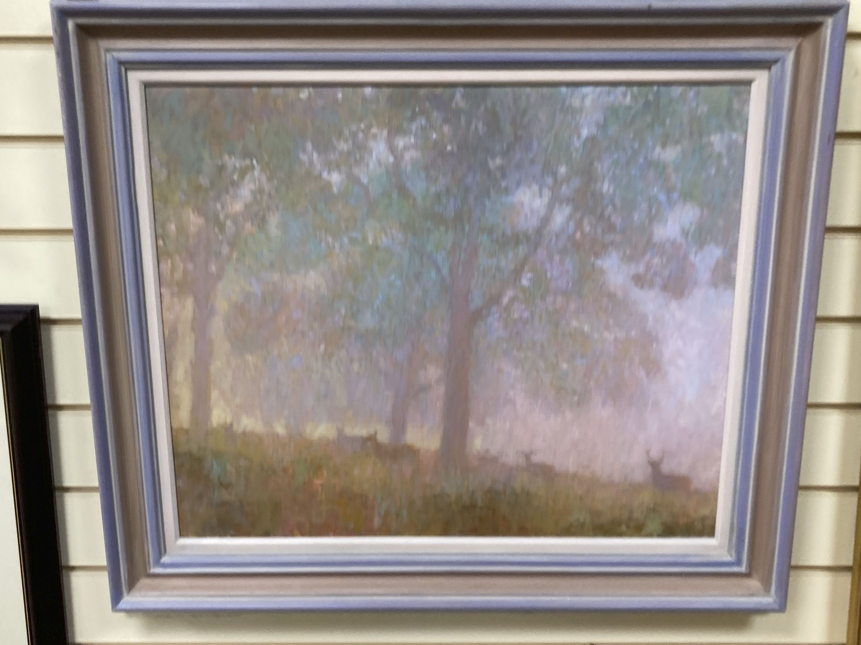 § Nicholas Verrall (b.1945), oil on board, Early morning, Richmond Park, Bourne Gallery label verso, signed, 50 x 61cm